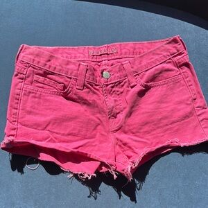 J Brand Pink Jean Shorts with Frayed Hem and Slim Fit
